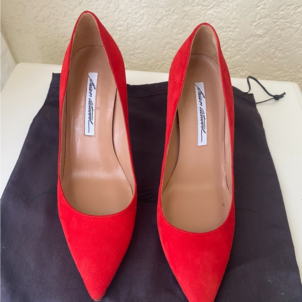 Brian Atwood Red Kid Suede Women's Pumps